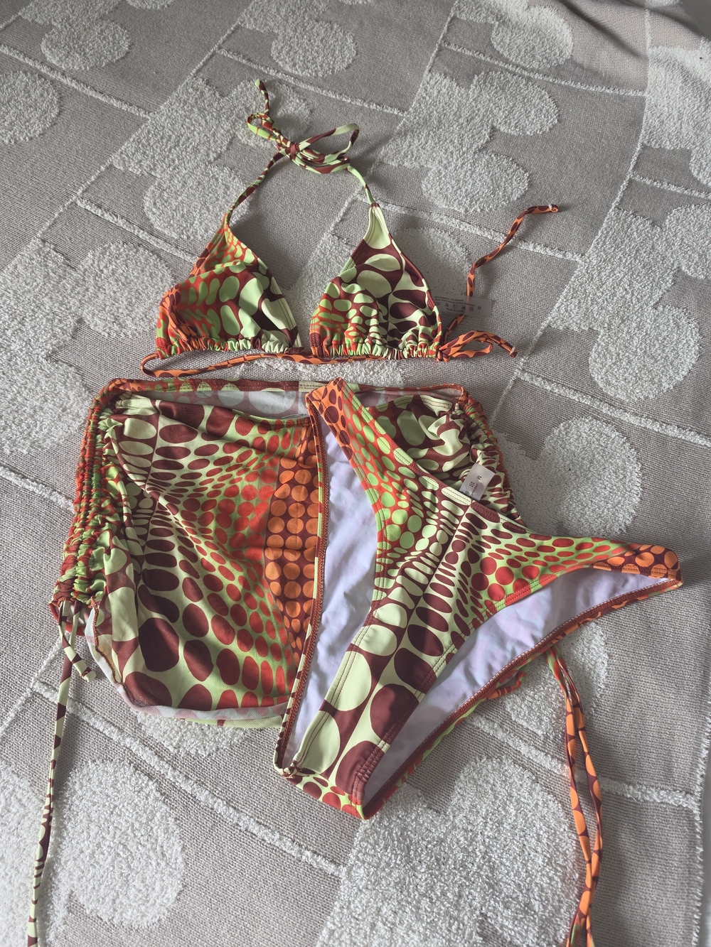 Girls Green & Orange Polka-Print One-Piece Swimsuit